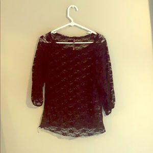 Lacy long sleeve black shirt